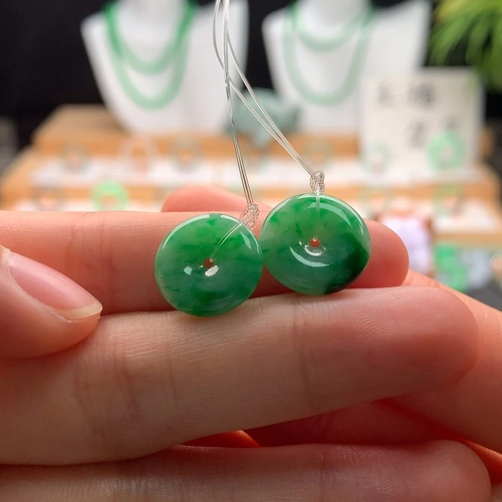 翡翠未镶嵌耳饰天然缅甸A货翡翠