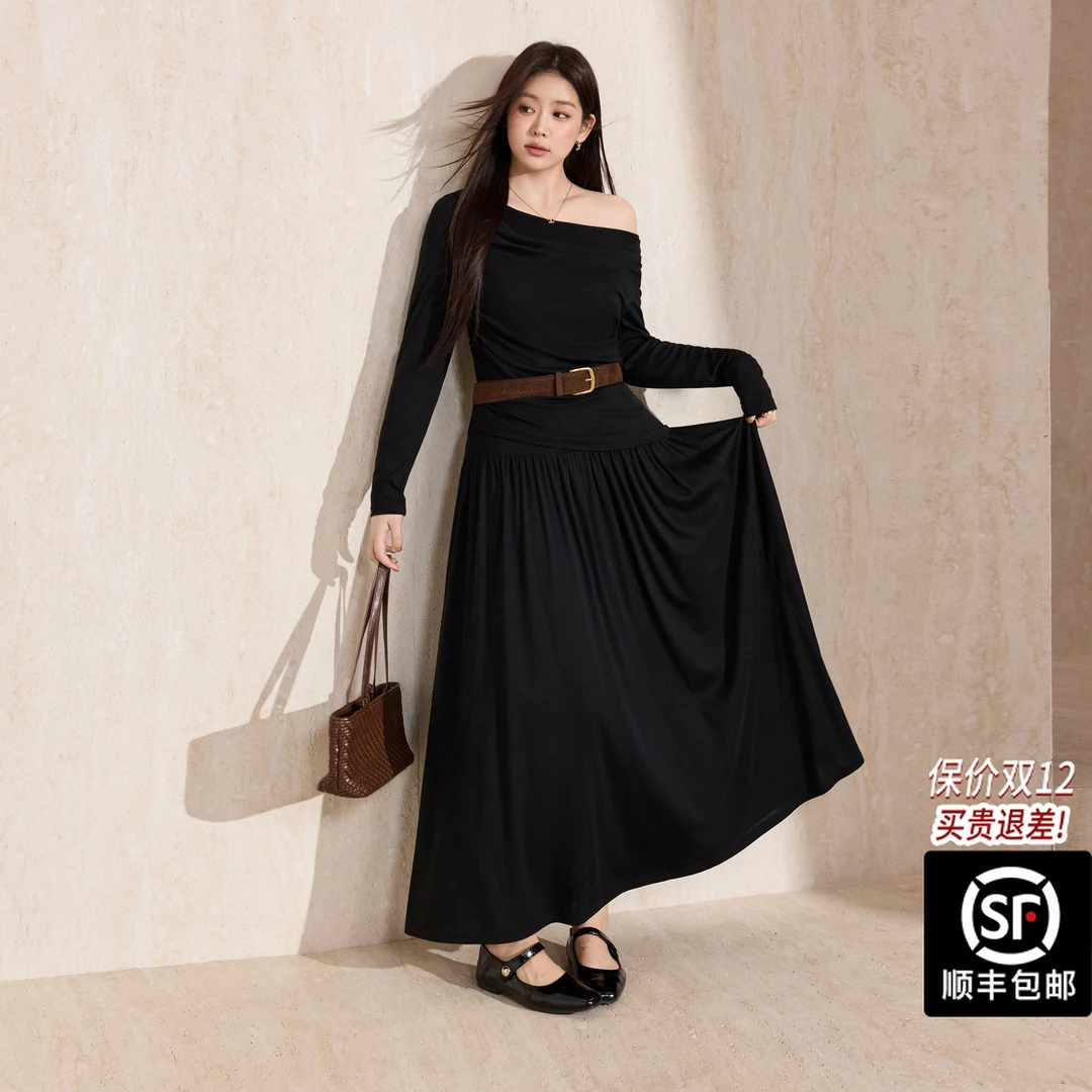 蓝语大码荡领多穿针织衫上衣优雅气质高腰显瘦半身裙套装女19621