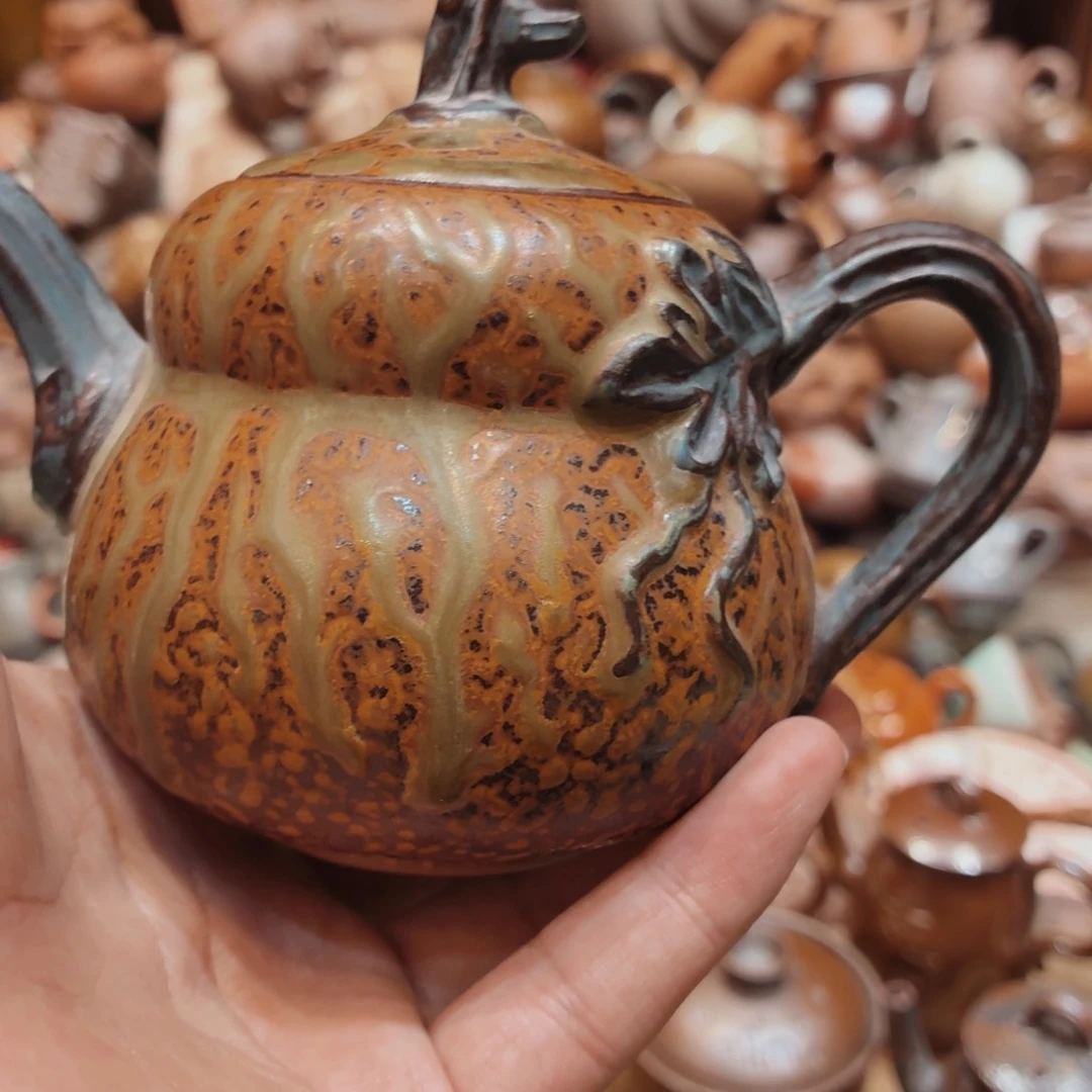 柴烧老岩泥手工茶壶器皿