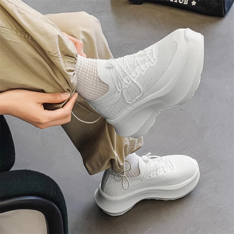 【顶版】易梦玲lisa同款联名款厚底小白鞋女25s网面休闲7cm增高鞋