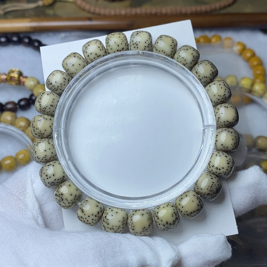 星月菩提手串10全玉化大留白