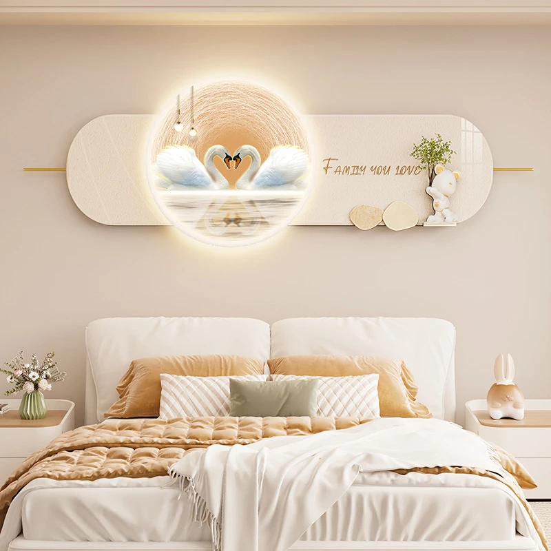 新款卧室床头装饰画高级感天鹅挂画客厅挂饰现代简轻奢背景墙壁画