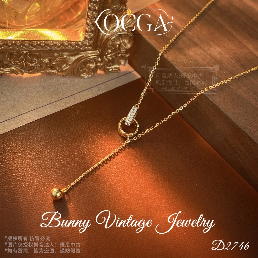 镀K金坠链均925银 D2746法★【环扣菱格】秋冬OCGA 欧斯伽斯 项链