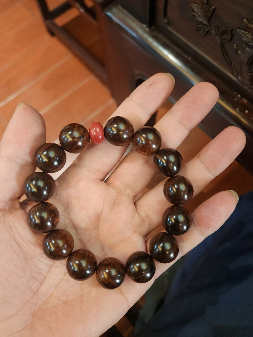 海南黄花梨1.6西部野料紫油梨单圈手串w041601