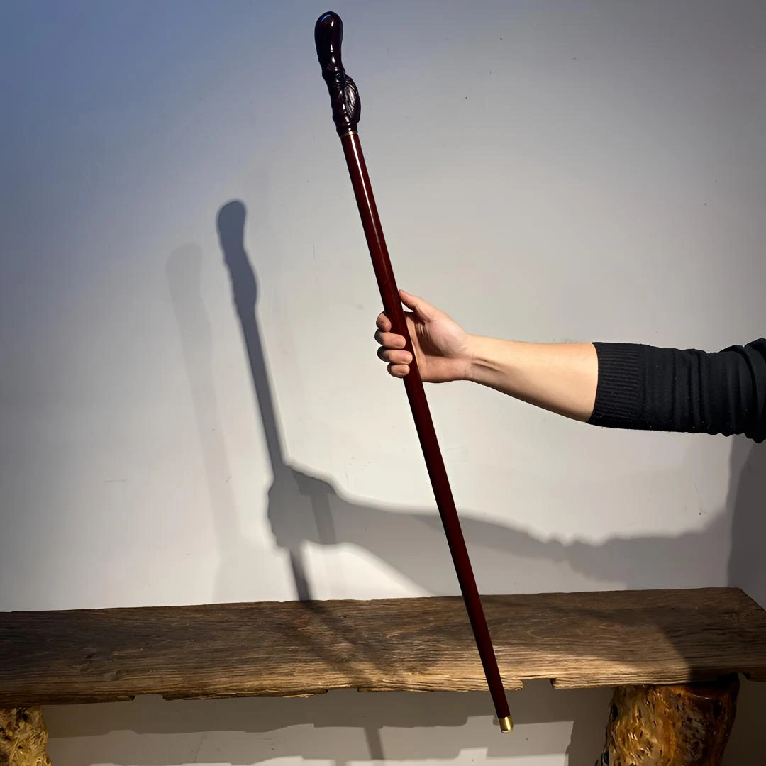 知足常乐高100cm非洲紫檀木质文明拐棍 健身棍户外防身棒