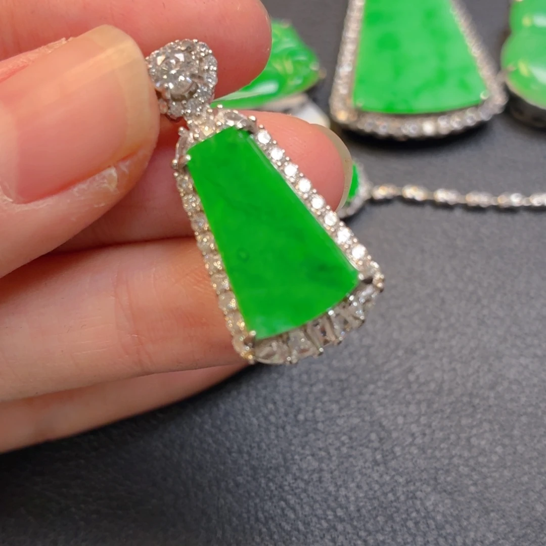 翡翠银S925镶嵌吊坠(不含链)