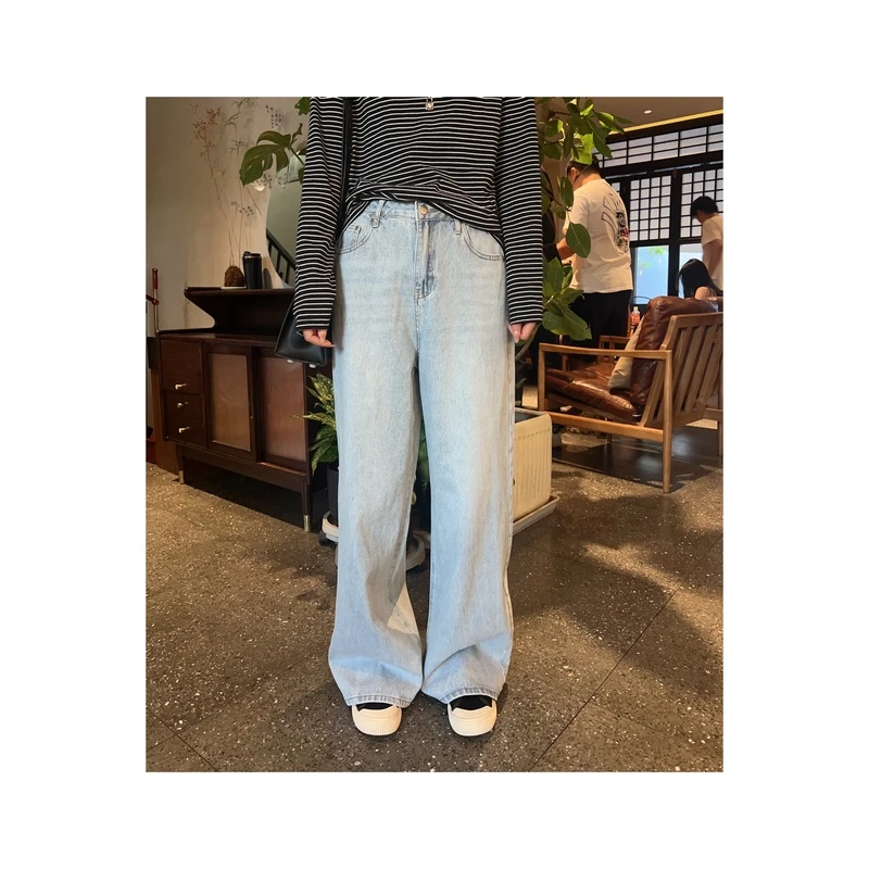 884#P0403新款高腰显瘦直筒牛仔裤