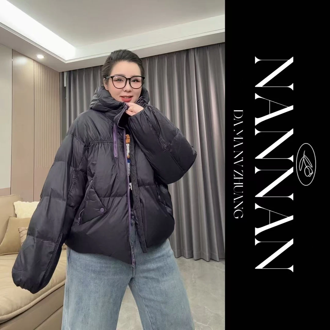 【楠楠推荐】羽绒保暖简约暗紫色连帽羽绒外套C6102