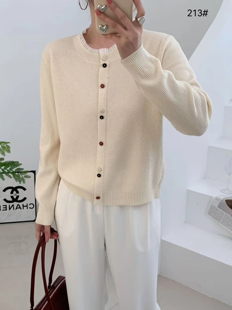 时尚女装上衣针织衫气质纯色2025春季宽松显瘦毛针织衫213