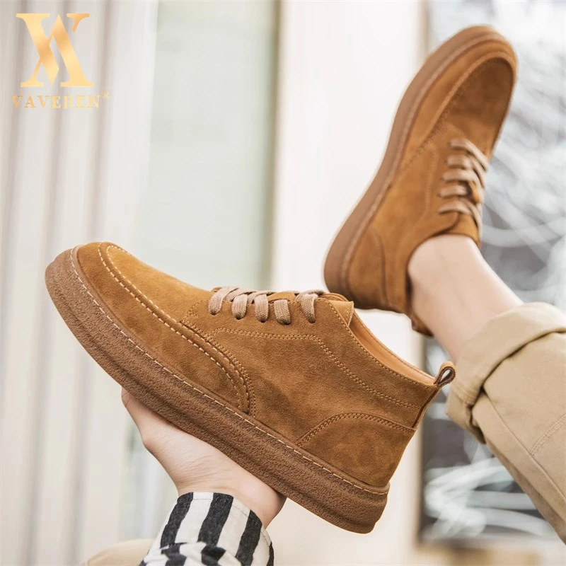 男鞋2025新款秋冬季高帮翻毛皮板鞋男士工装靴男翻毛皮马丁靴