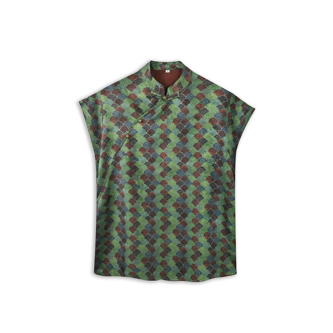 【正阳】2025年新中式新款上衣小衫新中式女装国风立领提花无袖衬衫