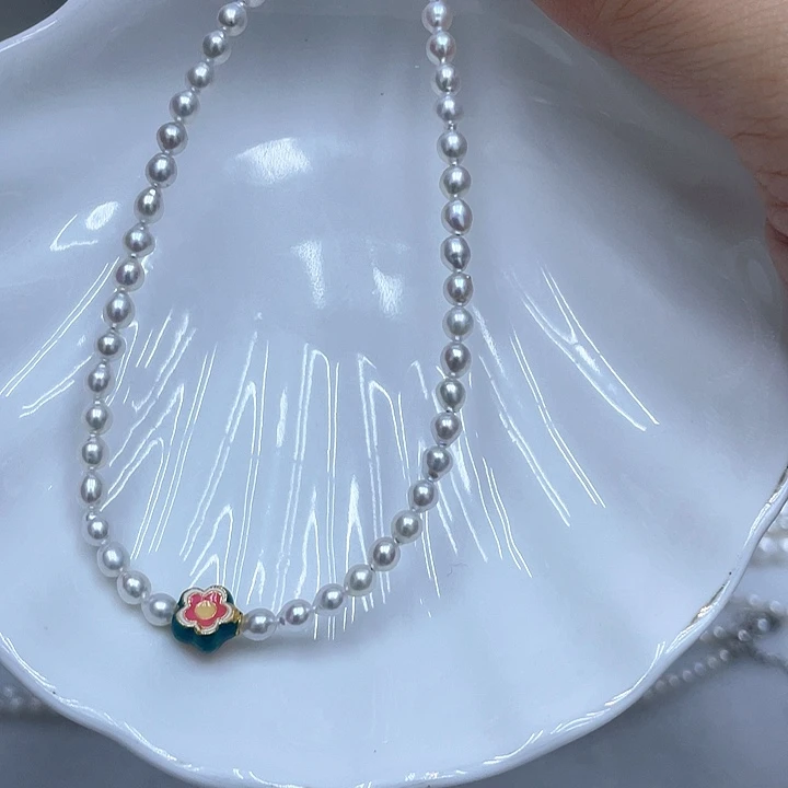 淡水珍珠银S925镶嵌颈饰