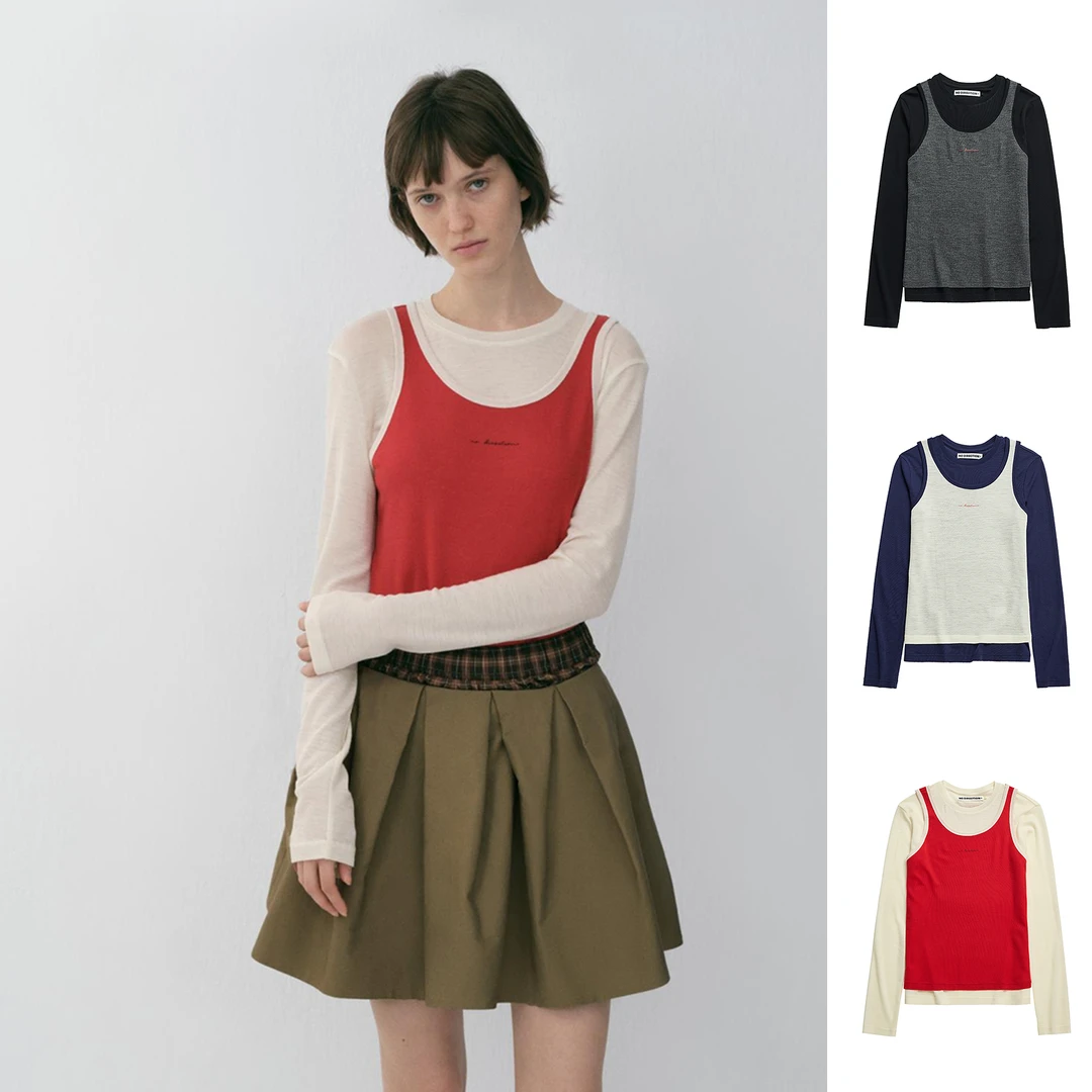 NO DIRECTION+26早春两件套拼接打底衫气质 GoGoBuyer AY6N15013