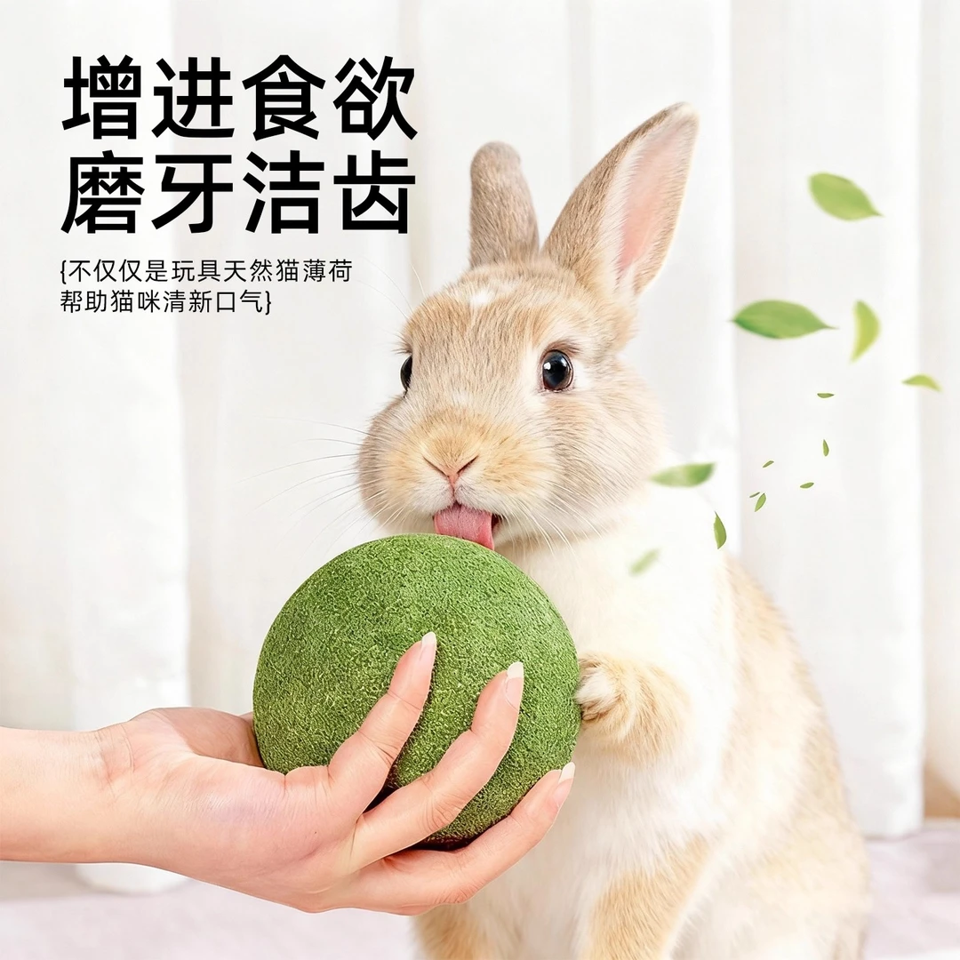 兔子薄荷球磨牙耐咬解闷玩具兔兔啃咬提摩西草球兔子专用宠物用品