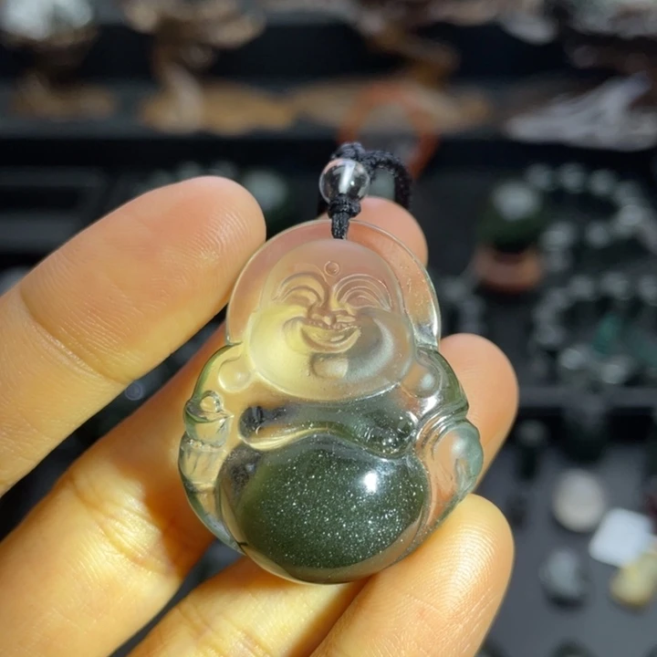 未镶嵌颈饰水晶绿幽灵佛公定制
