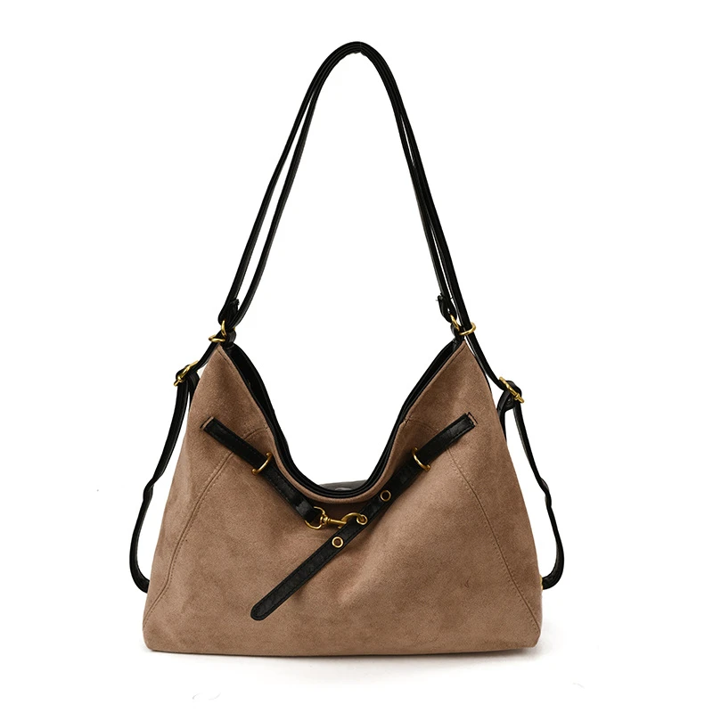 托特包跨境小众复古美拉德风上班通勤大容量百搭单肩包洋气手提包