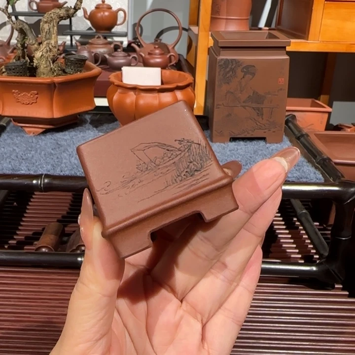 紫砂花盆口径3.5深度3.5