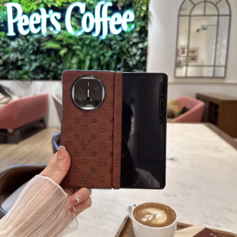 适用于华为Matex6/Matex5时尚字母中轴素皮折叠手机套商务复古