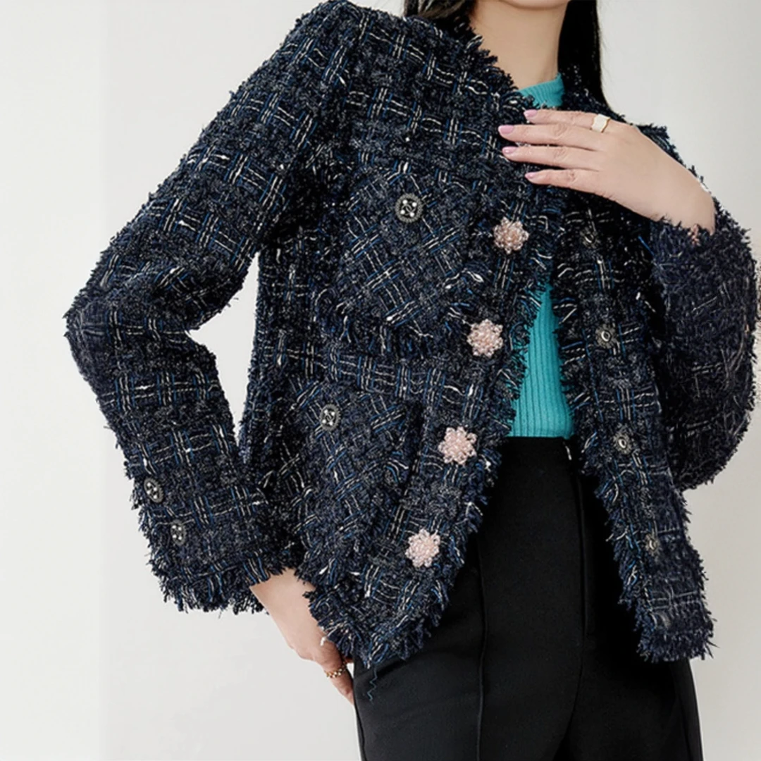 法式小香风外套女秋小个子高级感富家千金名媛粗花呢短款精致上衣