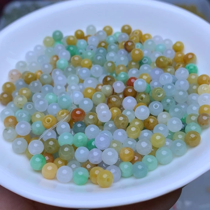 翡翠散珠卡5冰三彩40个单圈