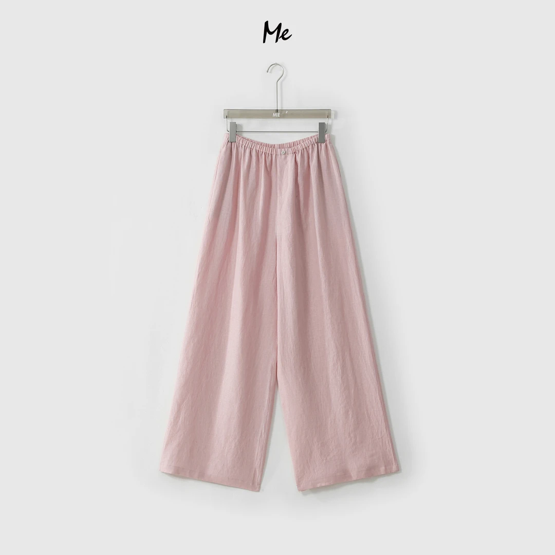 ME【松弛空调裤】100%亚麻冰麻透气高腰显瘦百搭休闲裤子MESS3500