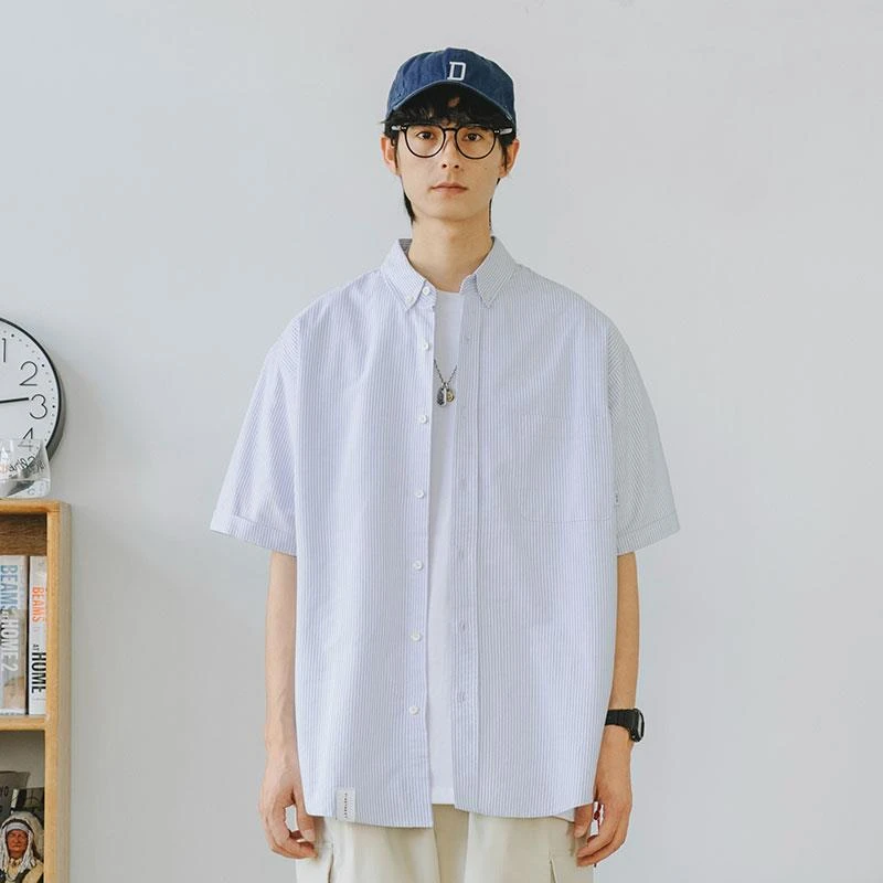 714street牛津纺短袖衬衫外套日系休闲衬衣211236