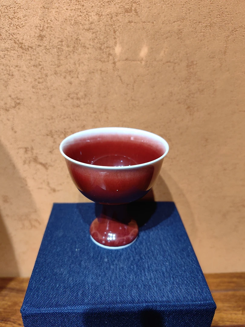 景德镇手工高温颜色釉郎红高足杯