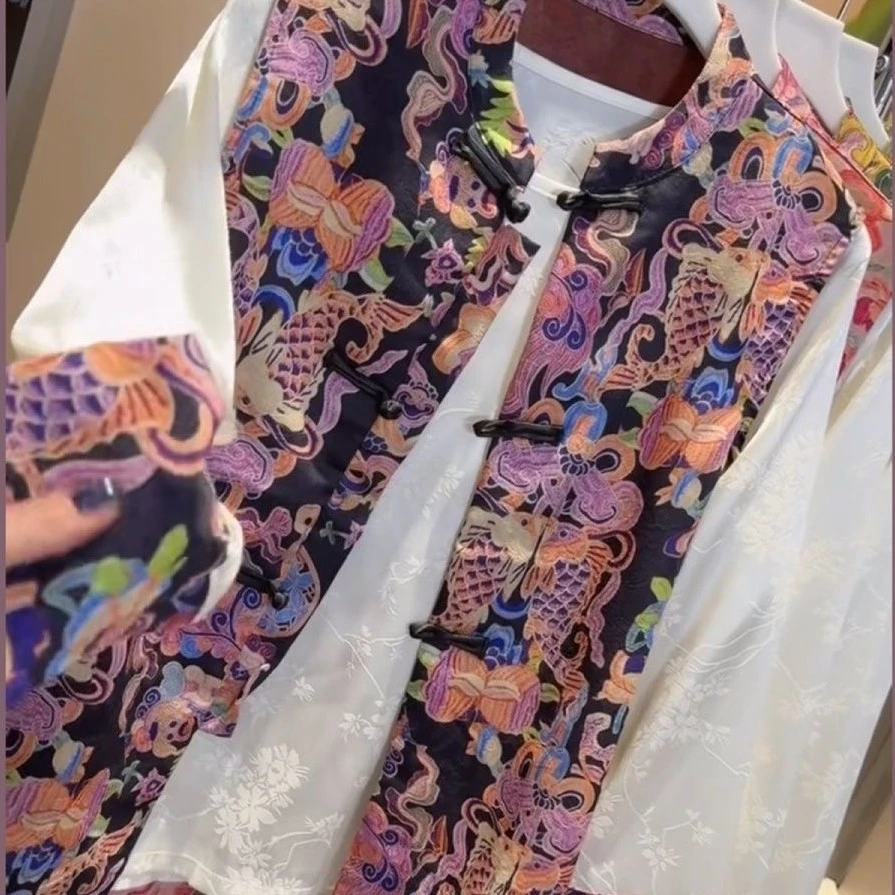 新中式两件套百搭小衫加复古盘扣马甲女2025国风马夹外搭气质坎肩