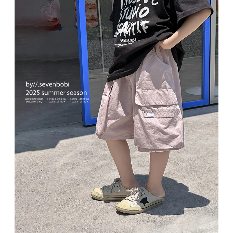 【现货】男童工装短裤2025新款夏季儿童帅气夏装裤子中大童五分裤