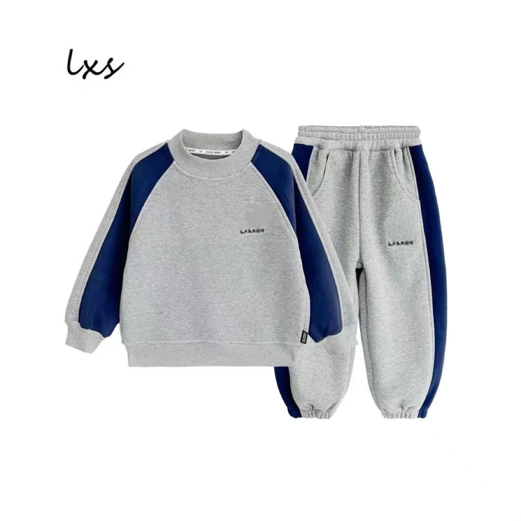 鹿小生儿童冬季加绒中大童韩版时尚百搭潮流洋气长袖帅气套装Q370