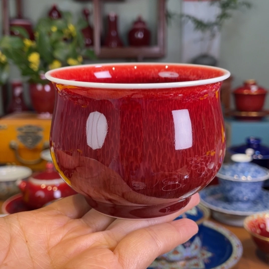 清欢雅玩原矿郎红大福桶杯