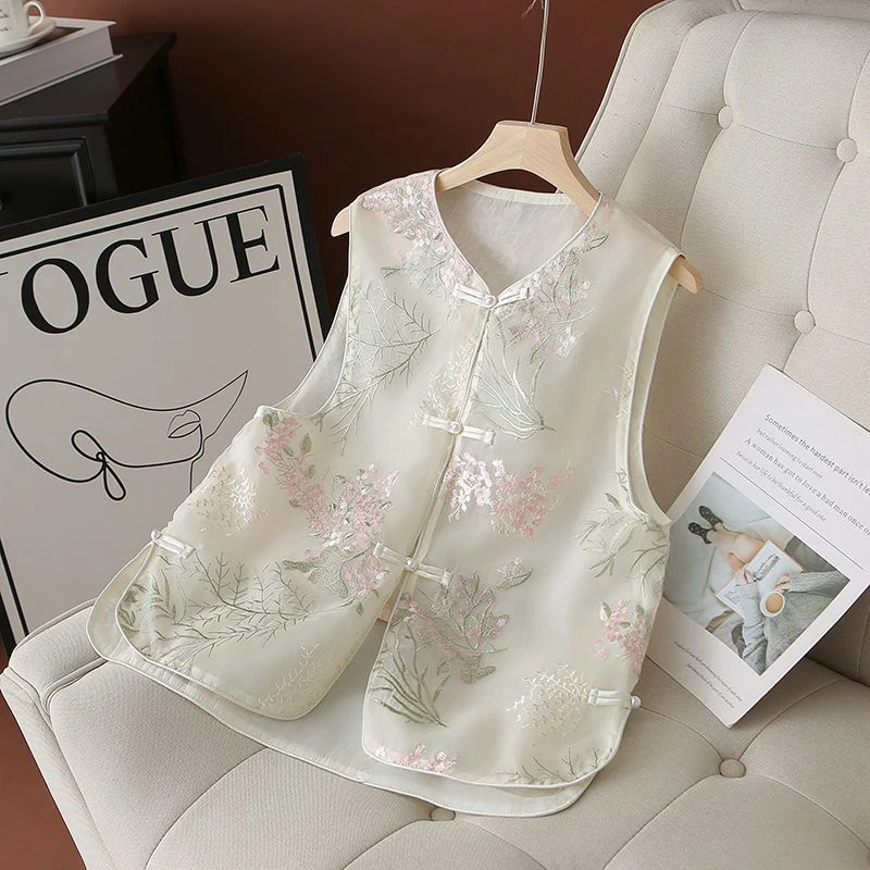 6561新中式国风马甲经典薄款刺绣2025流行爆款马甲外套轻薄外搭女