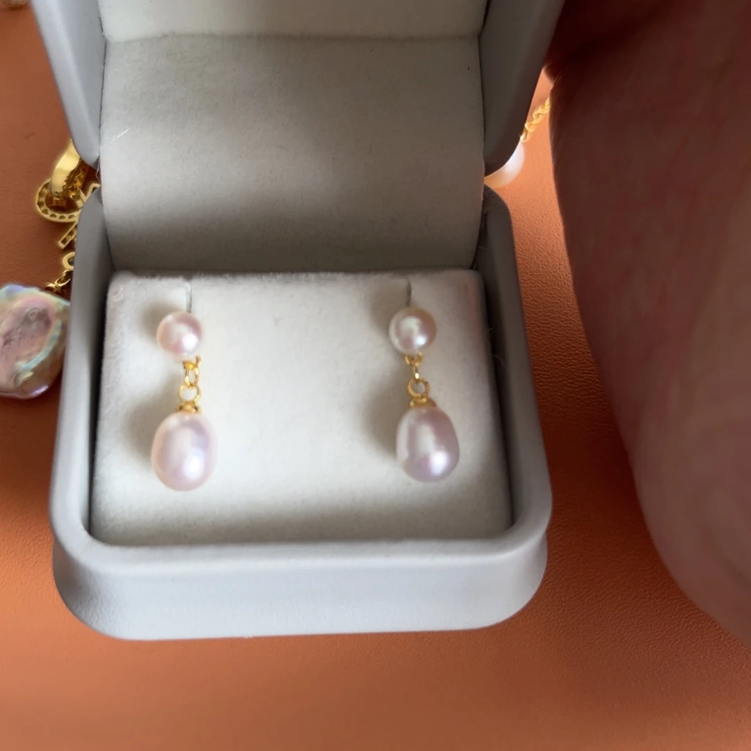 银S925镶嵌淡水珍珠耳饰风在吹