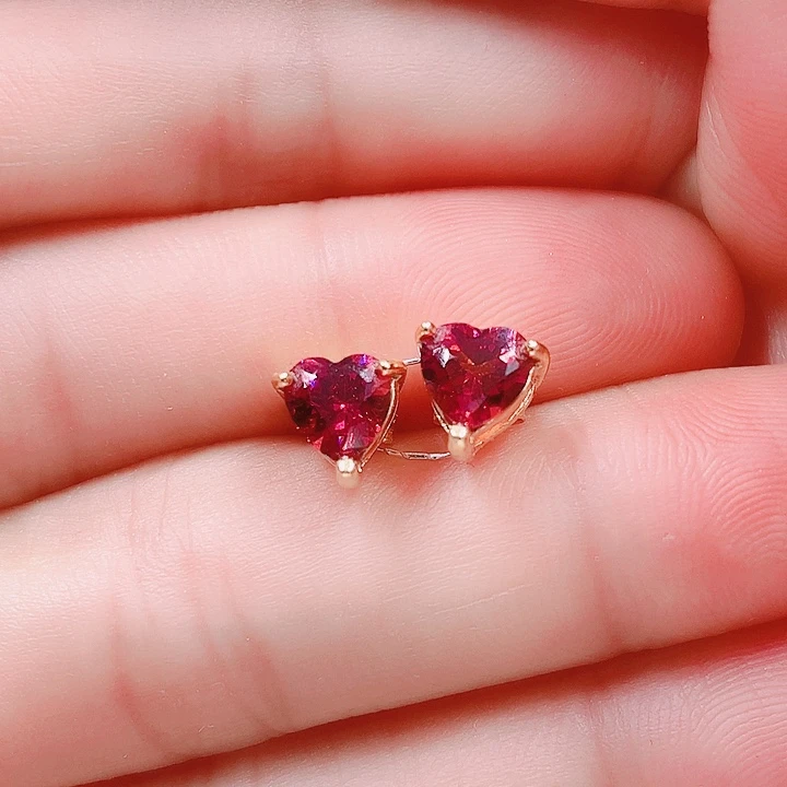 石榴石耳钉银S925镶嵌6✖️6