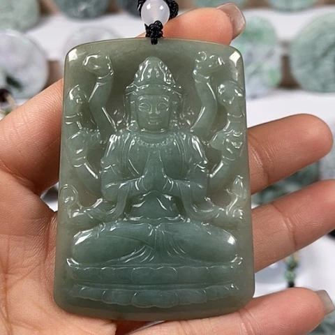 翡翠颈饰未镶嵌千手观音福利