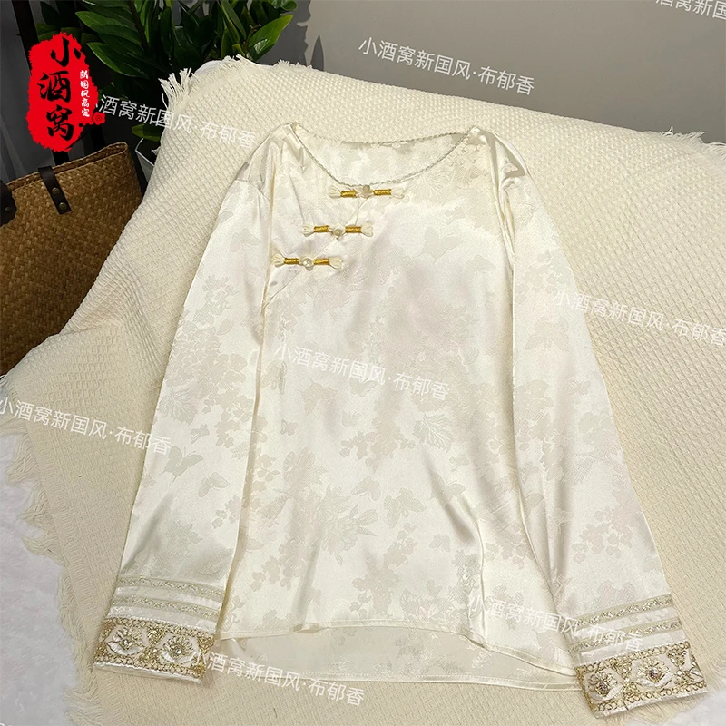 [花韵锦]小酒窝新国风 春秋时尚气质上衣T恤-63/505