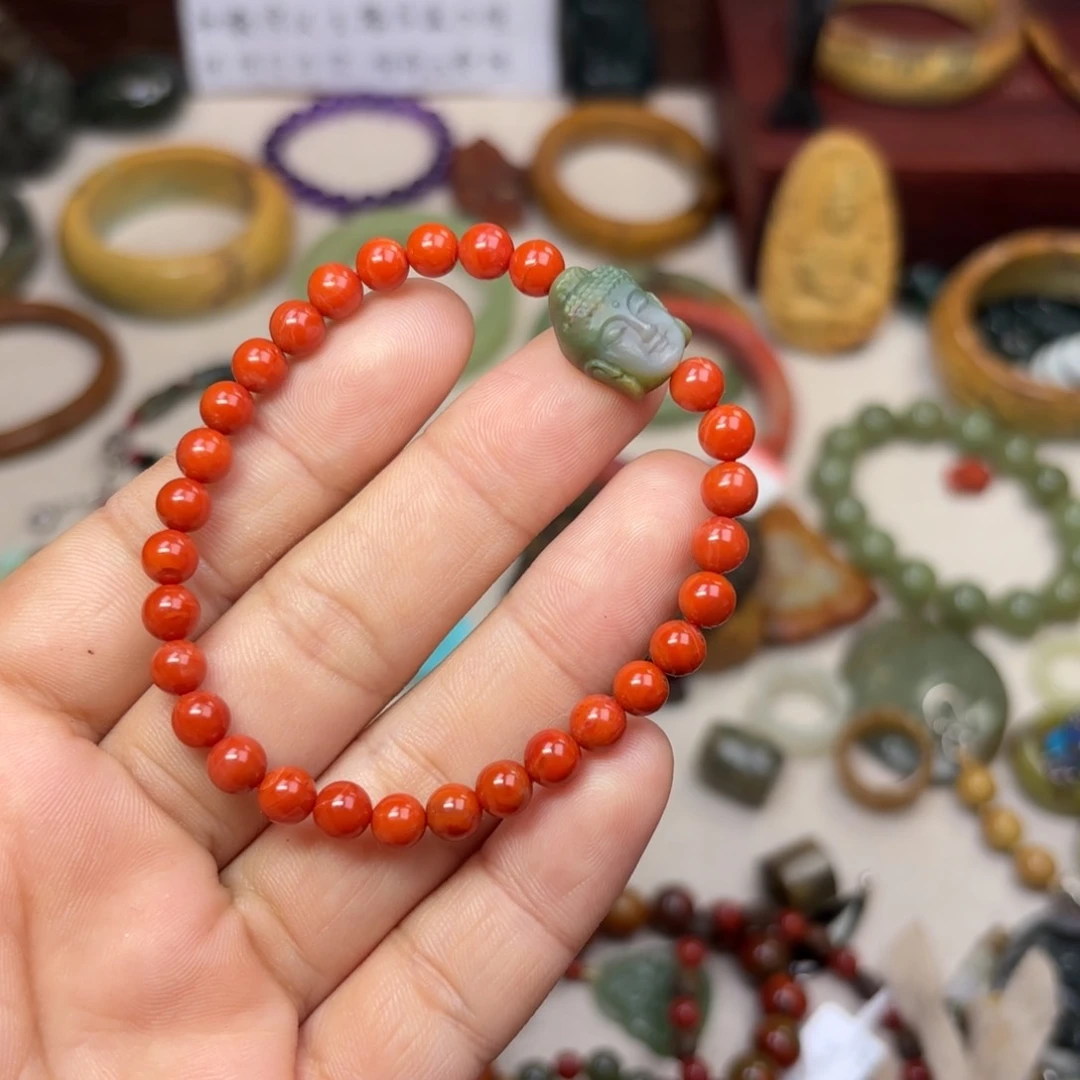 岫岩河磨玉（透闪石质玉）手链未镶嵌遛****室