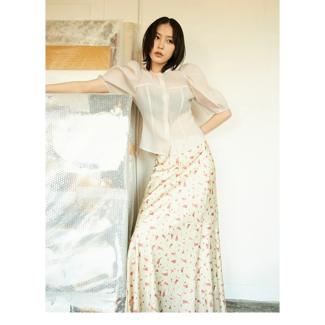 【DD外贸】F 夏季上新 优雅时尚显瘦半裙不对称印花鱼尾半身裙