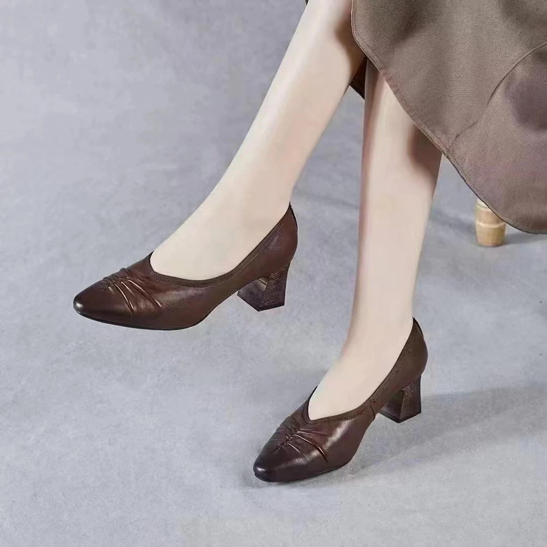 主播推荐春季新款牛皮跟鞋