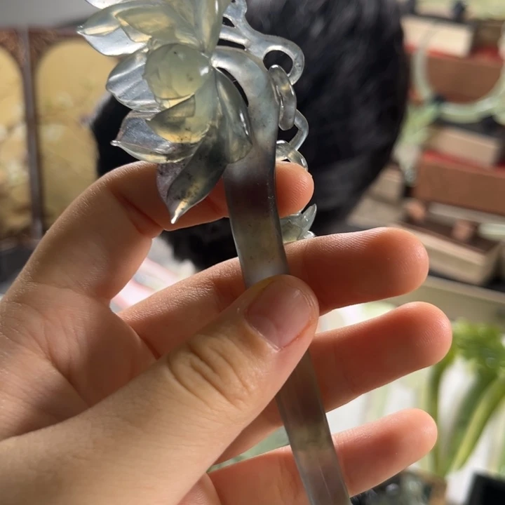 ****梦蛇纹石玉未镶嵌发簪