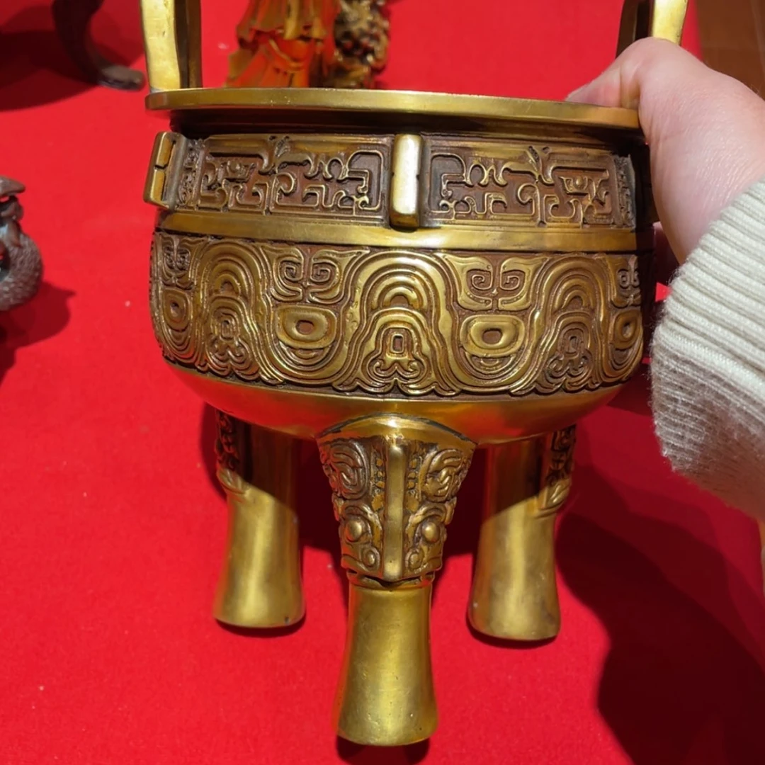 【闪购商品】紫铜湖*克鼎鎏全金紫铜香炉