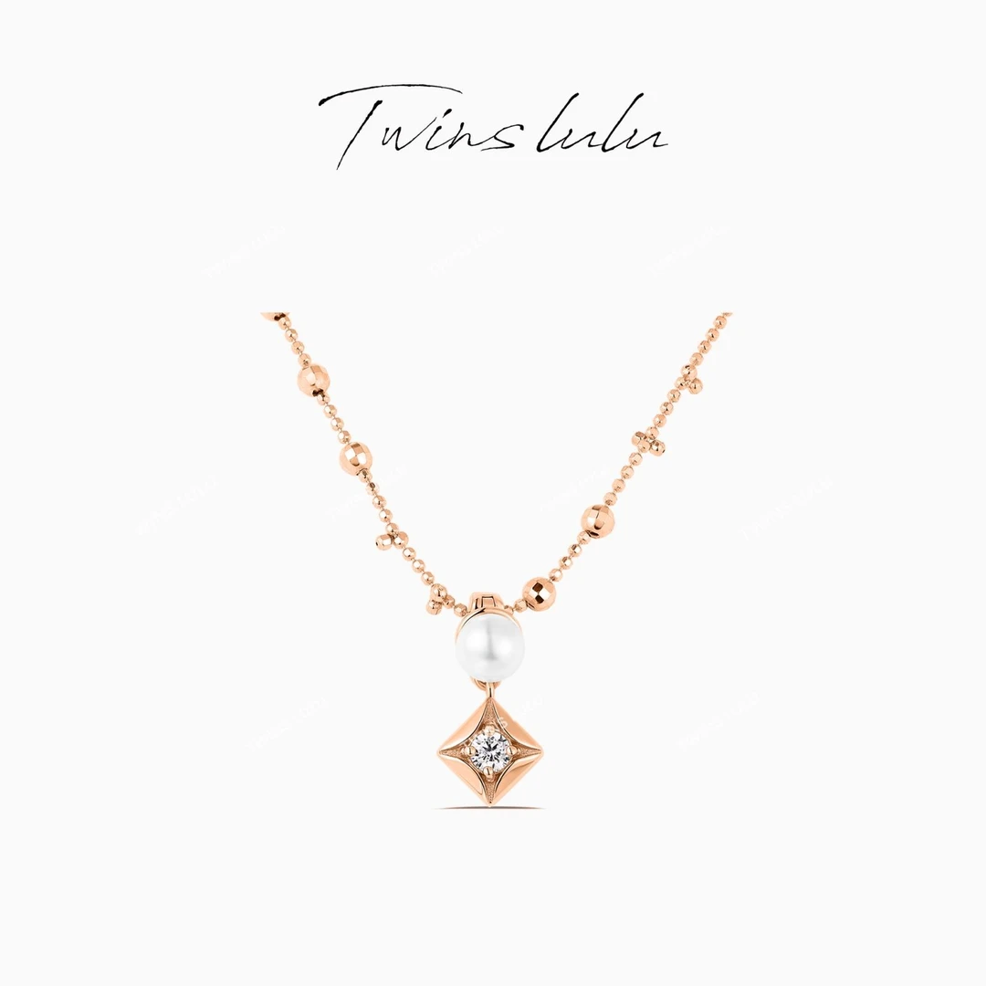 TWINS LULU 925银 镀k金 轻奢气质时尚百搭四芒星珠珠项链TSJ9741