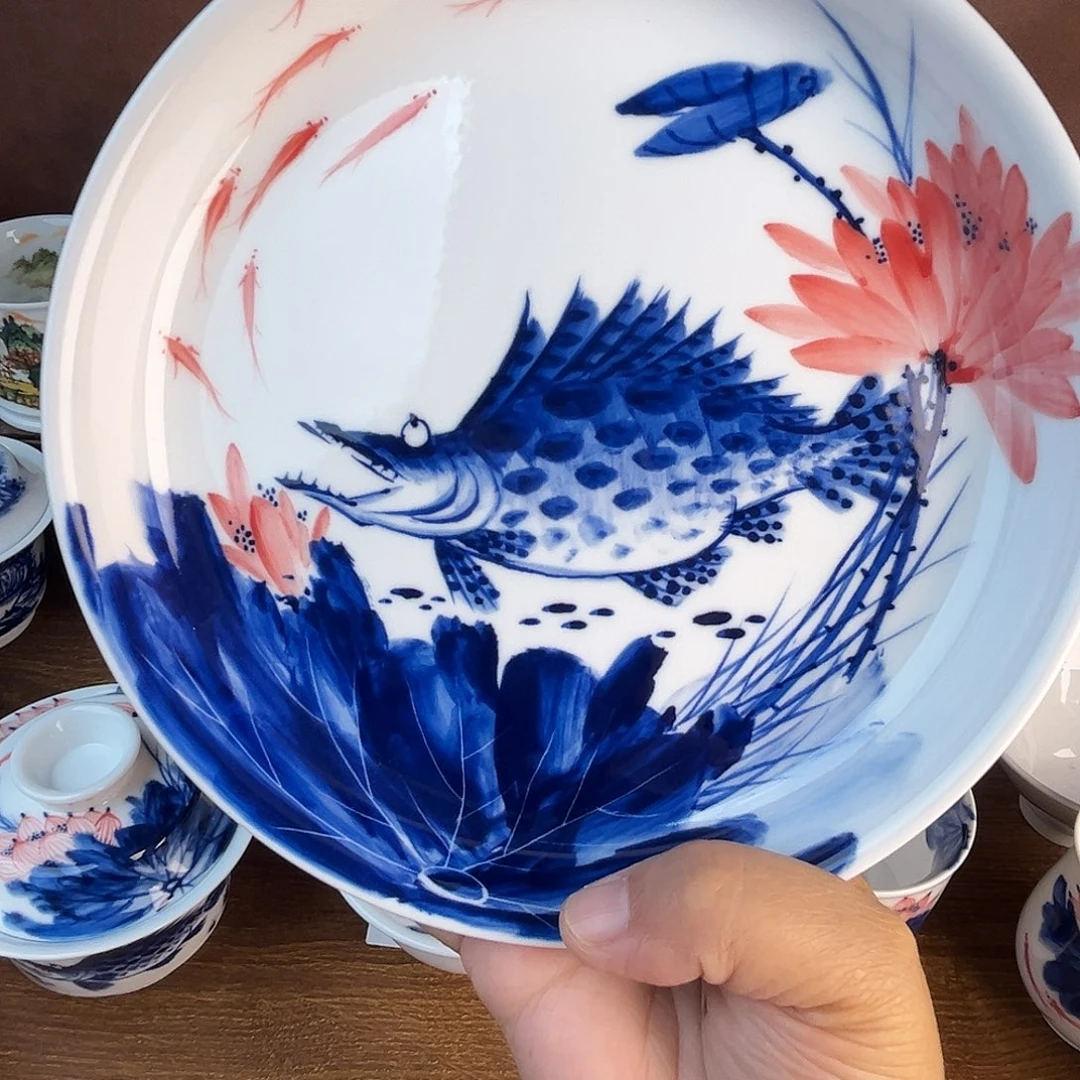 忠意堂釉下彩富贵有余壶承微瑕不退