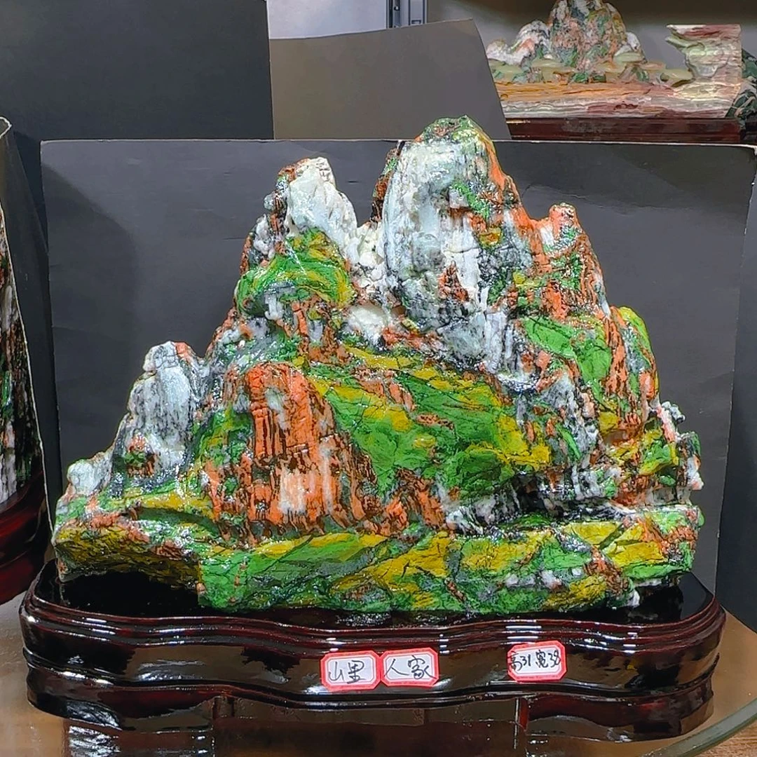太****石材青海七彩石石头摆件