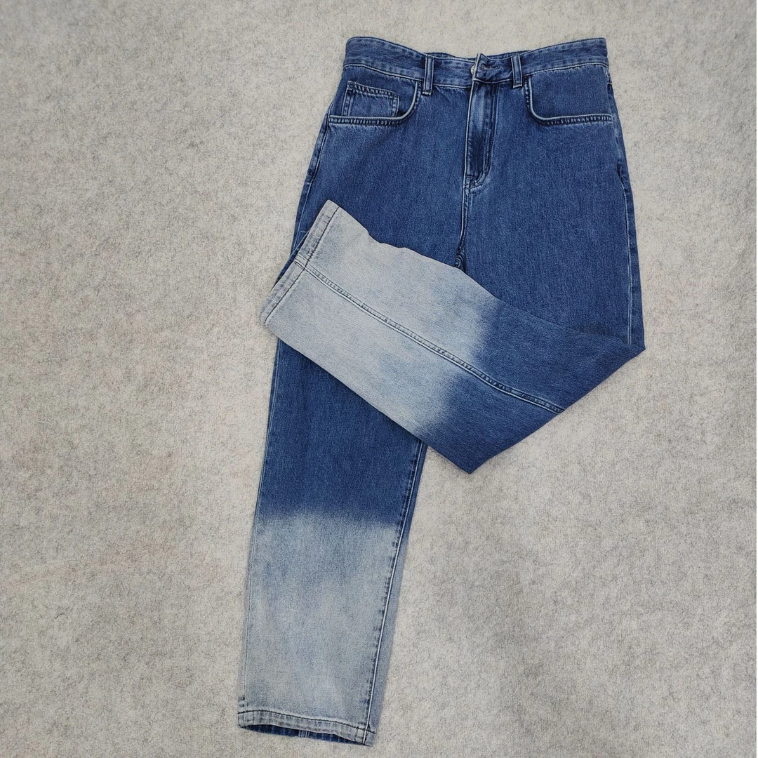 C06-10846-CAB拼色设计时尚潮流直筒牛仔裤