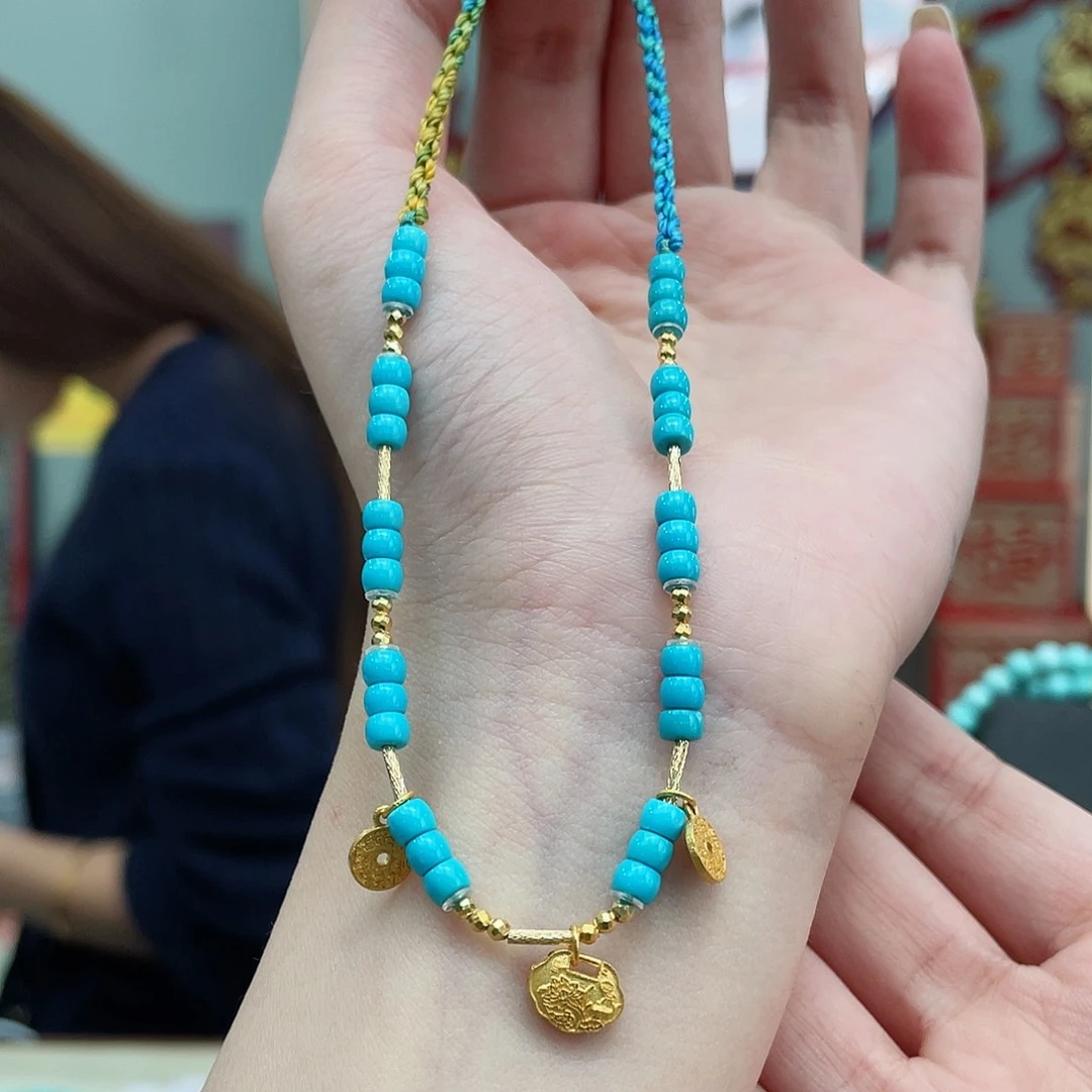 绿松石颈饰18K金镶嵌