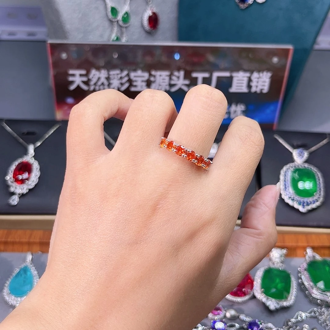 银S925镶嵌戒指石榴石（芬达石）x b 13