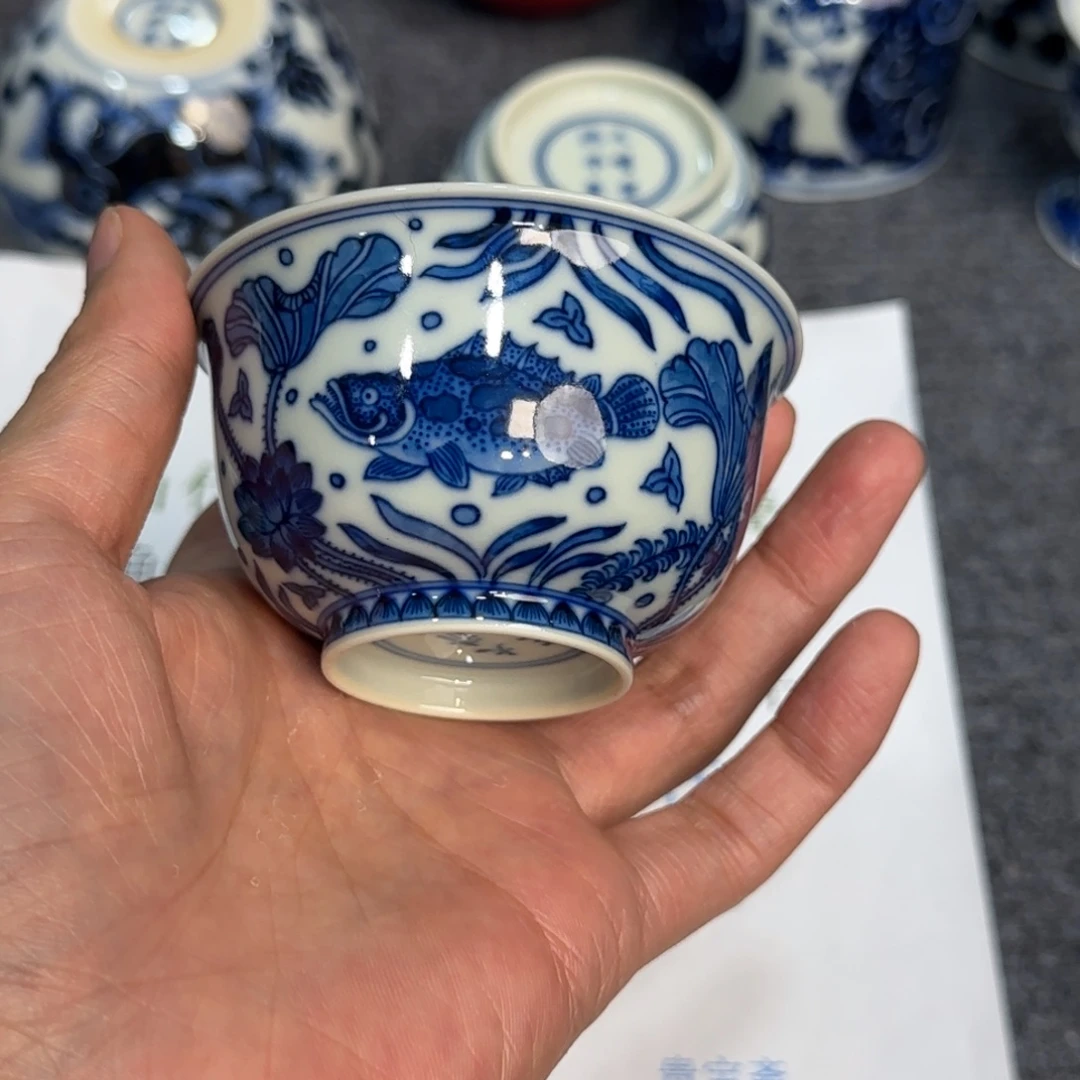 瓷杯子当代仿古精品全手工