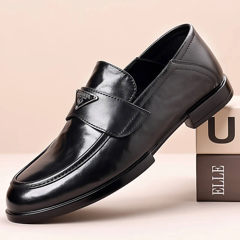 男士一脚蹬皮鞋男秋季时尚韩商务英伦牛皮休闲豆豆乐福男鞋22913