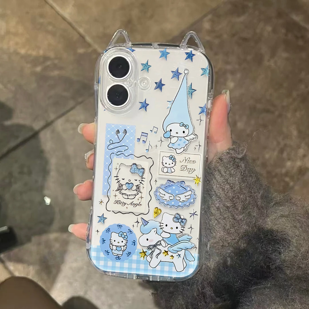 欧克里里天使小kitty适用苹果16promax猫耳朵手机壳iPhone15/1413